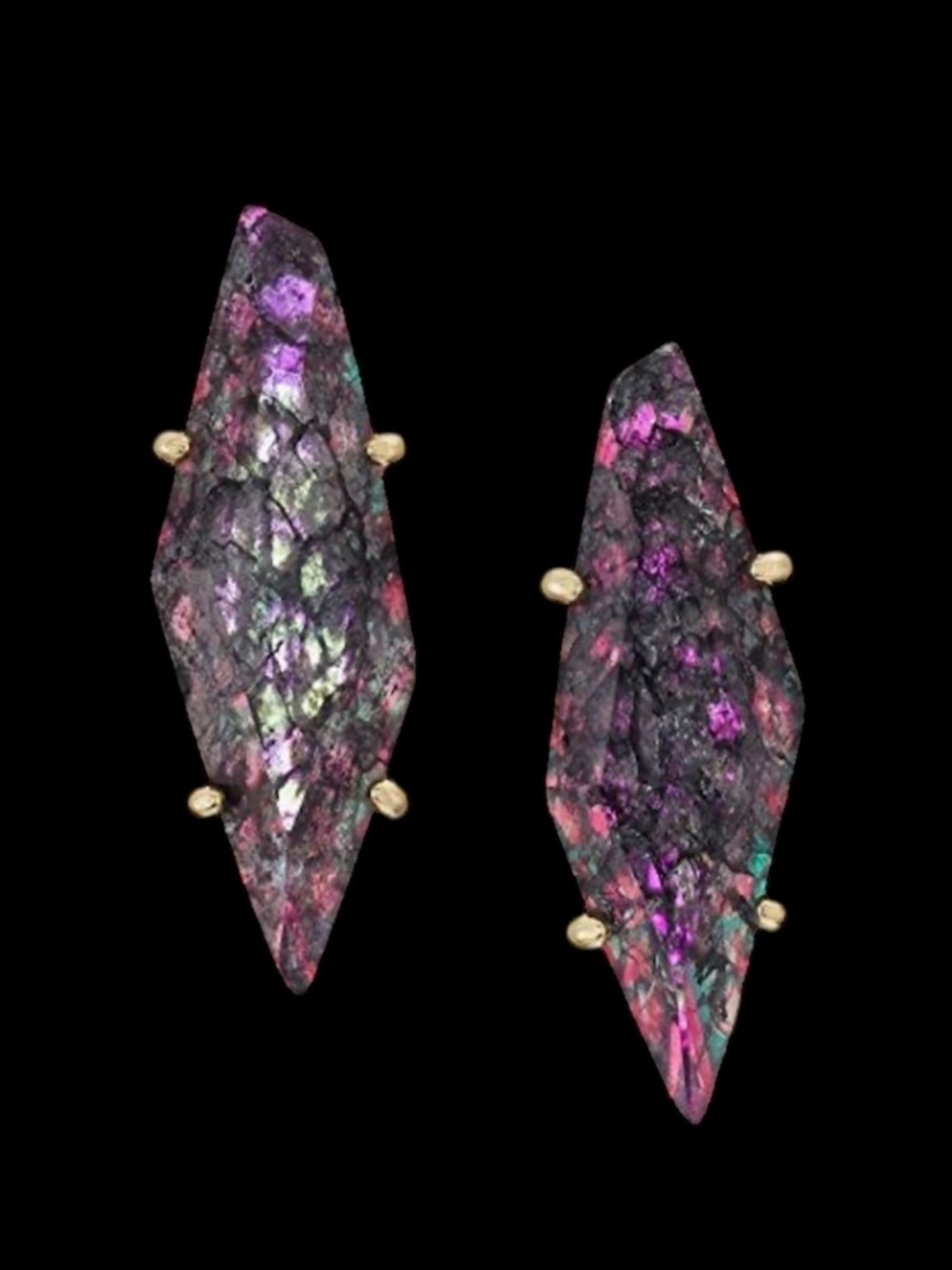 Kendra Scott Belinda Gold Studs in Navy Crackle Illusion